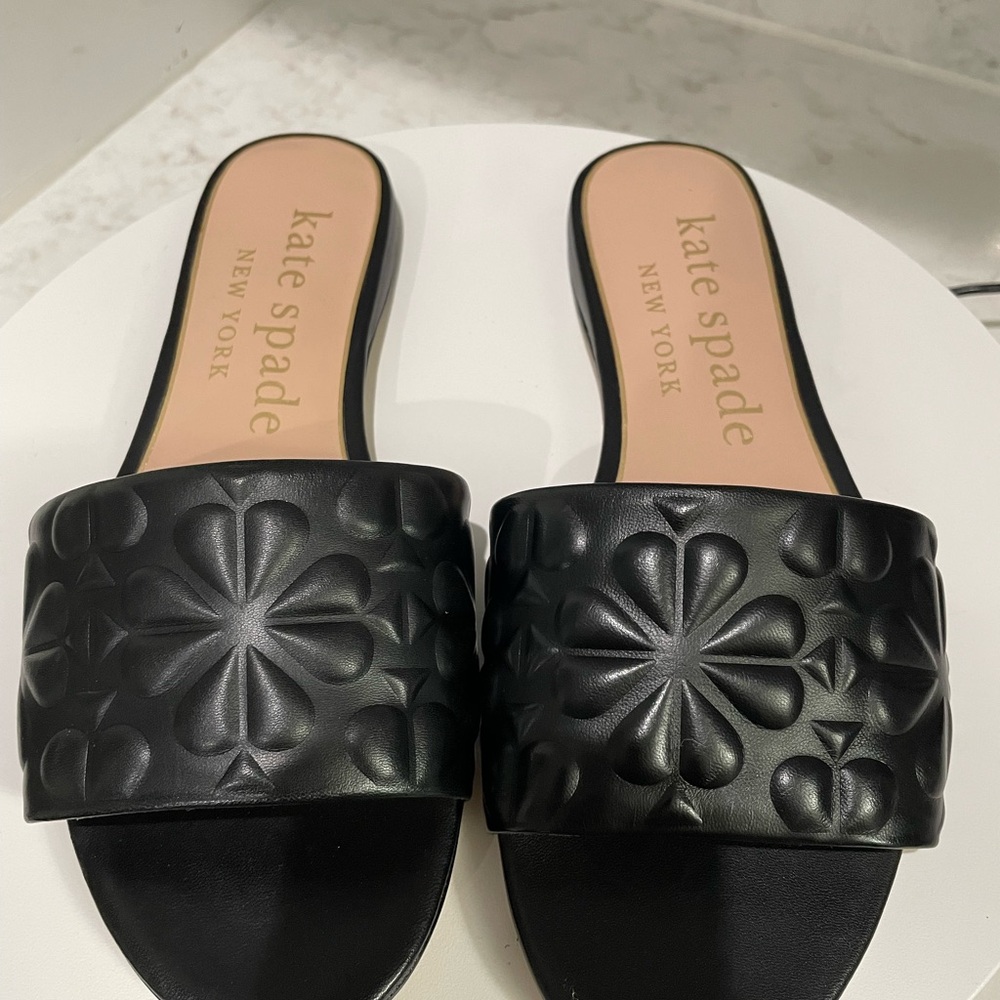 NIB Kate Spade‎ Emmie Leather Slide Sandals Black $178 - Picture 5 of 5